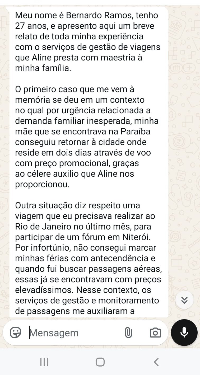 Print da conversa de Bernardo Ramos no WhatsApp